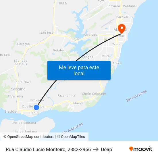 Rua Cláudio Lúcio Monteiro, 2882-2966 to Ueap map