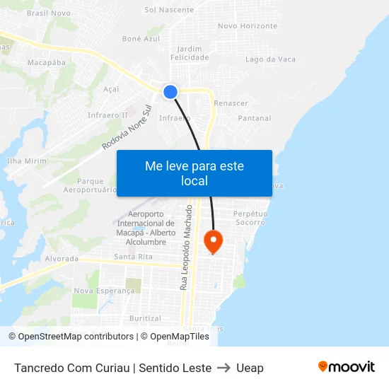 Tancredo Com Curiau | Sentido Leste to Ueap map