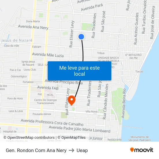 Gen. Rondon Com Ana Nery to Ueap map