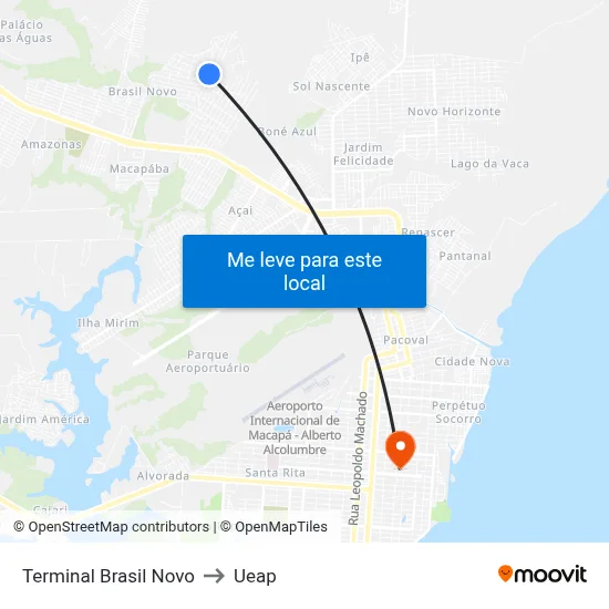Terminal Brasil Novo to Ueap map