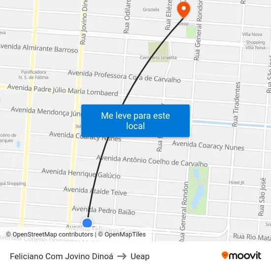 Feliciano Com Jovino Dinoá to Ueap map