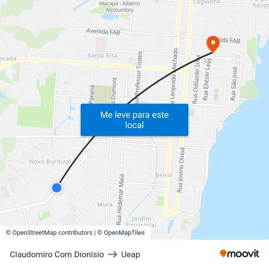 Claudomiro Com Dionísio to Ueap map