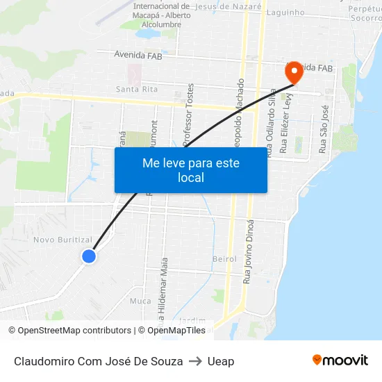 Claudomiro Com José De Souza to Ueap map