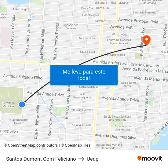 Santos Dumont Com Feliciano to Ueap map