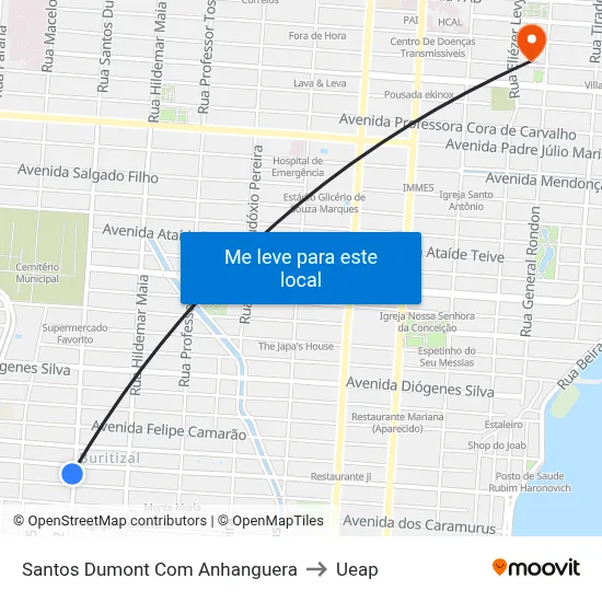 Santos Dumont Com Anhanguera to Ueap map