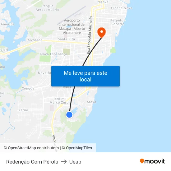 Redenção Com Pérola to Ueap map