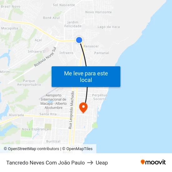 Tancredo Neves Com João Paulo to Ueap map