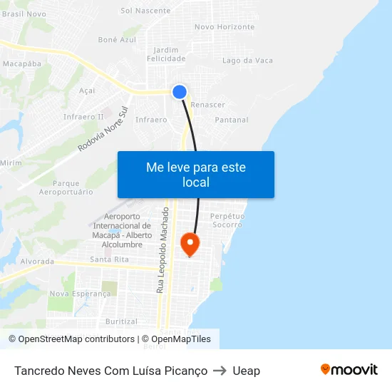 Tancredo Neves Com Luísa Picanço to Ueap map