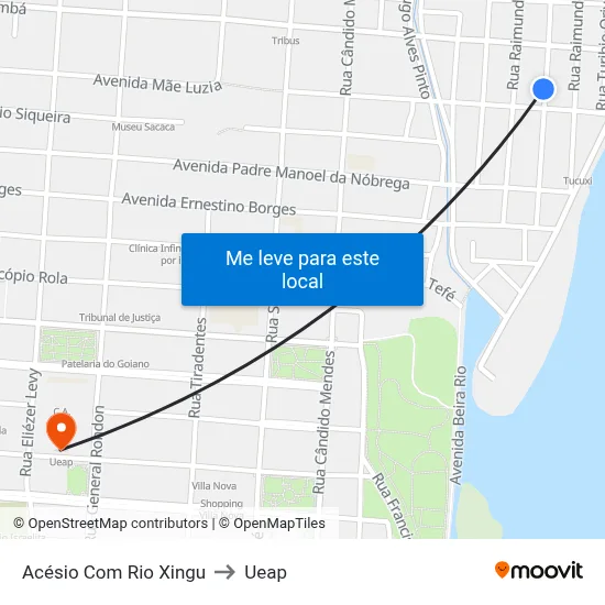 Acésio Com Rio Xingu to Ueap map