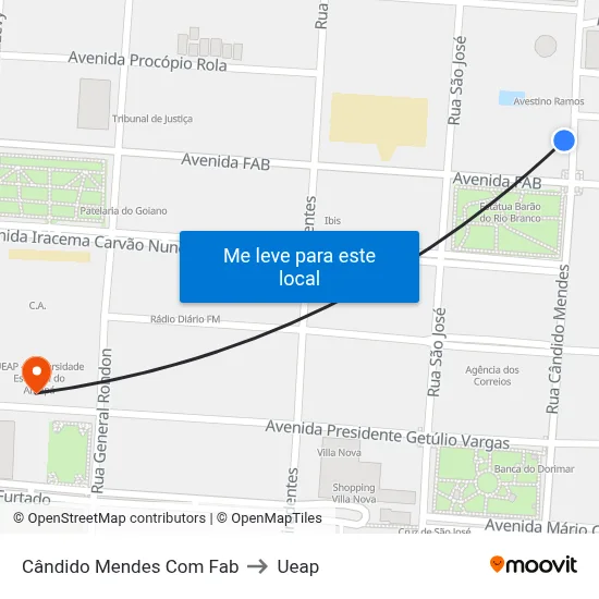 Cândido Mendes Com Fab to Ueap map