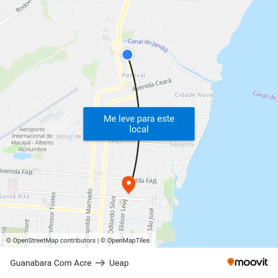 Guanabara Com Acre to Ueap map