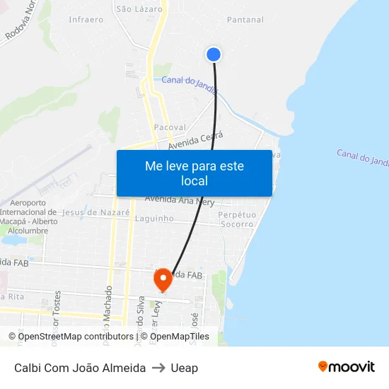 Calbi Com João Almeida to Ueap map