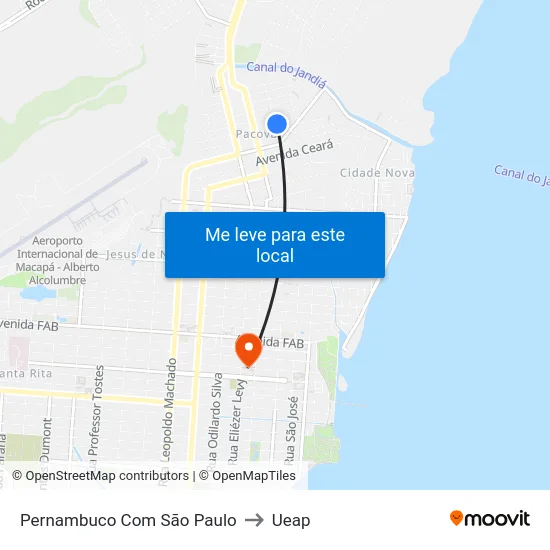 Pernambuco Com São Paulo to Ueap map