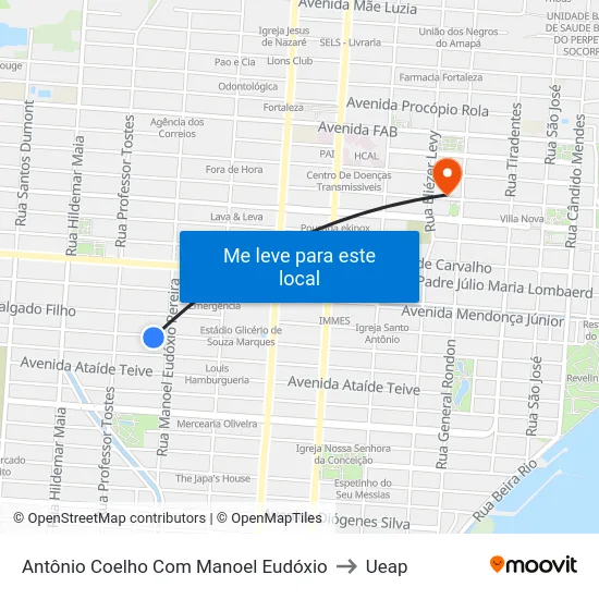 Antônio Coelho Com Manoel Eudóxio to Ueap map