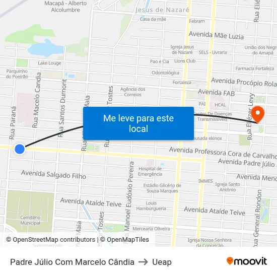 Padre Júlio Com Marcelo Cândia to Ueap map