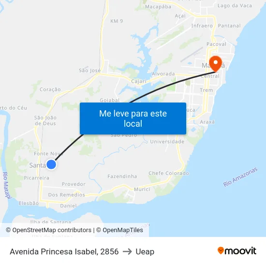 Avenida Princesa Isabel, 2856 to Ueap map