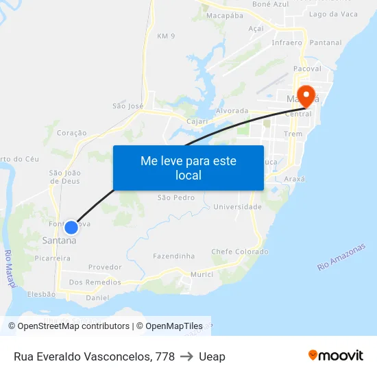 Rua Everaldo Vasconcelos, 778 to Ueap map