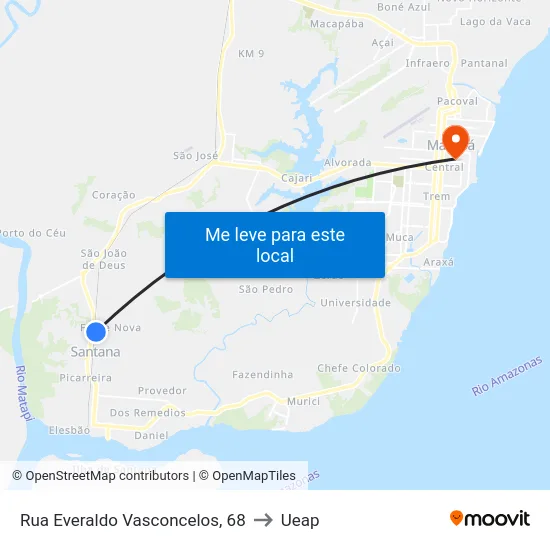 Rua Everaldo Vasconcelos, 68 to Ueap map