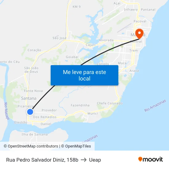 Rua Pedro Salvador Diniz, 158b to Ueap map