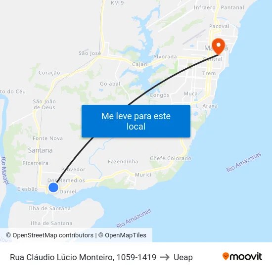 Rua Cláudio Lúcio Monteiro, 1059-1419 to Ueap map