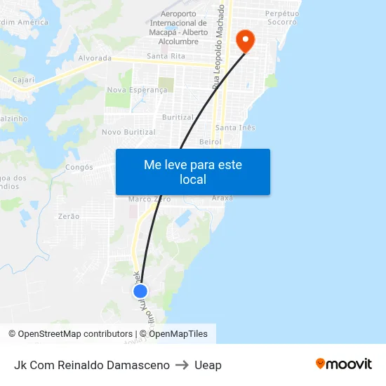 Jk Com Reinaldo Damasceno to Ueap map