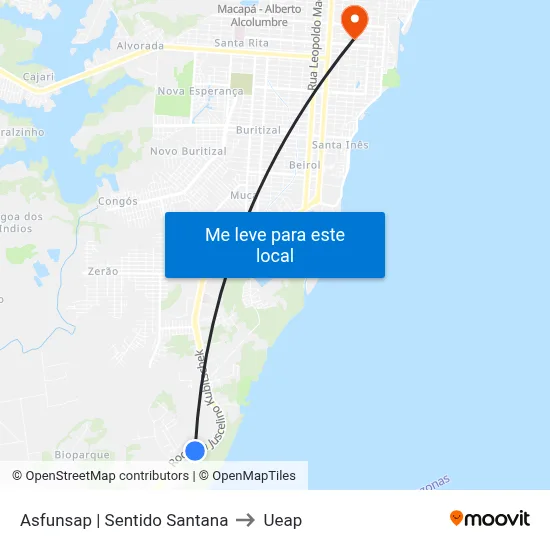 Asfunsap | Sentido Santana to Ueap map