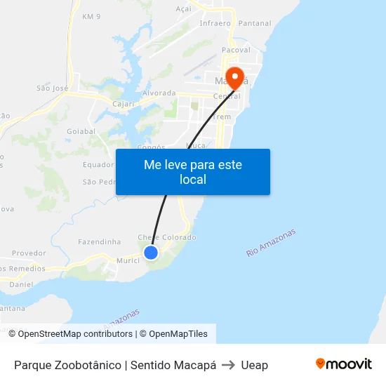 Parque Zoobotânico | Sentido Macapá to Ueap map