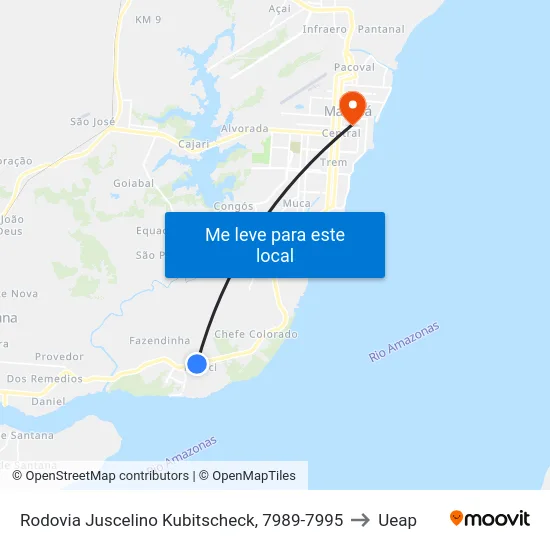 Rodovia Juscelino Kubitscheck, 7989-7995 to Ueap map