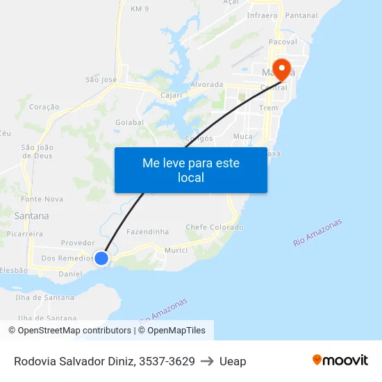 Rodovia Salvador Diniz, 3537-3629 to Ueap map