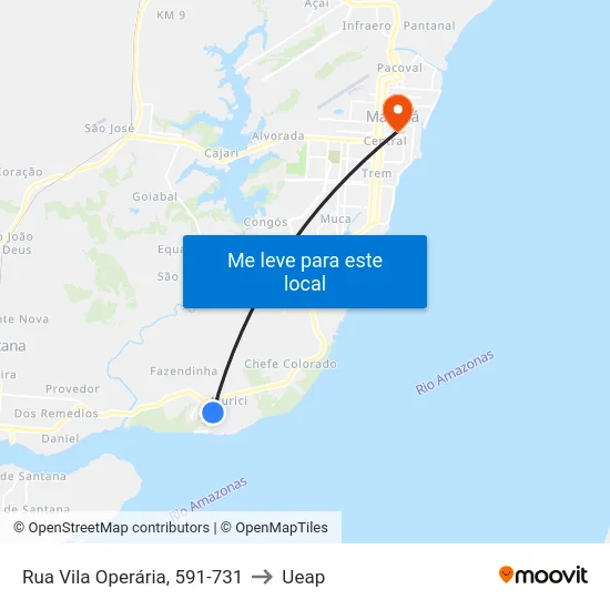Rua Vila Operária, 591-731 to Ueap map