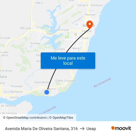 Avenida Maria De Oliveira Santana, 316 to Ueap map