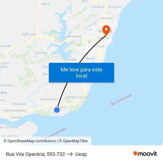 Rua Vila Operária, 592-732 to Ueap map