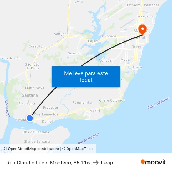 Rua Cláudio Lúcio Monteiro, 86-116 to Ueap map
