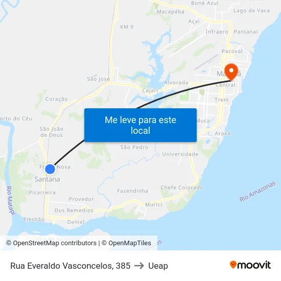 Rua Everaldo Vasconcelos, 385 to Ueap map