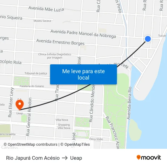 Rio Japurá Com Acésio to Ueap map