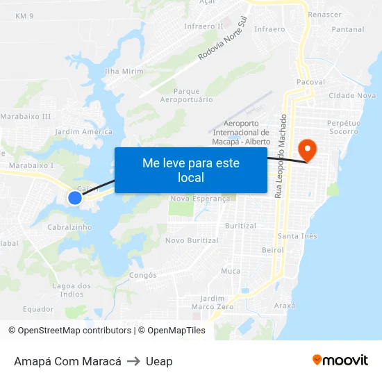 Amapá Com Maracá to Ueap map