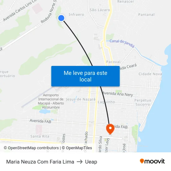 Maria Neuza Com Faria Lima to Ueap map