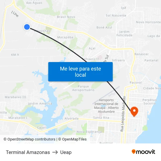Terminal Amazonas to Ueap map