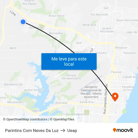 Parintins Com Neves Da Luz to Ueap map