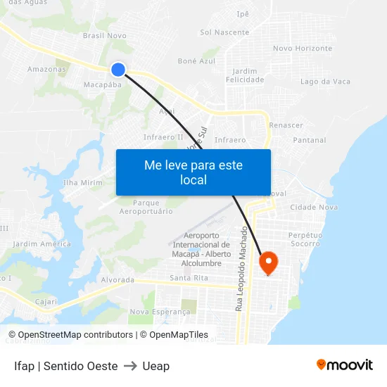 Ifap | Sentido Oeste to Ueap map