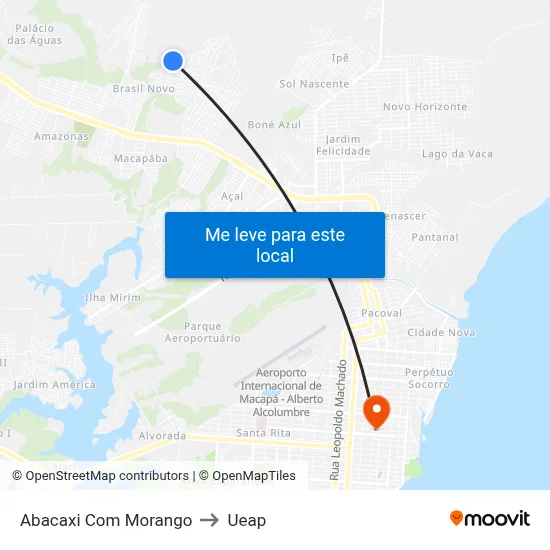 Abacaxi Com Morango to Ueap map