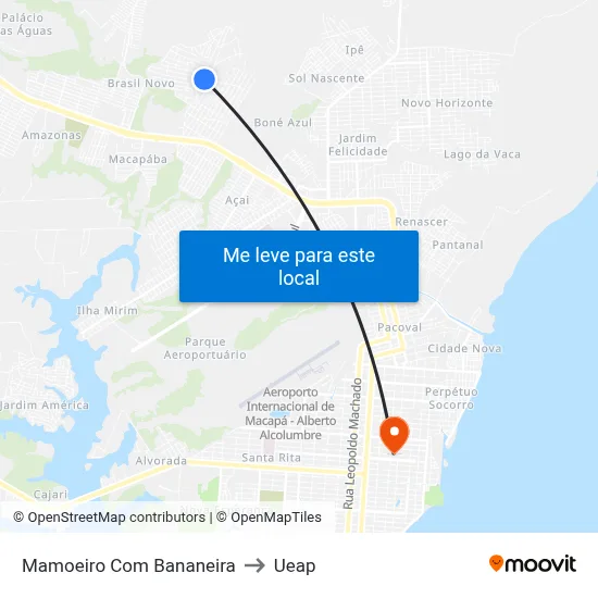 Mamoeiro Com Bananeira to Ueap map