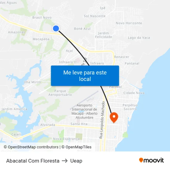 Abacatal Com Floresta to Ueap map
