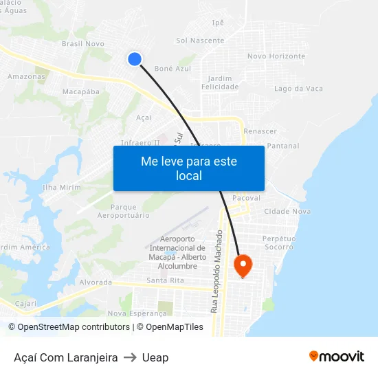 Açaí Com Laranjeira to Ueap map