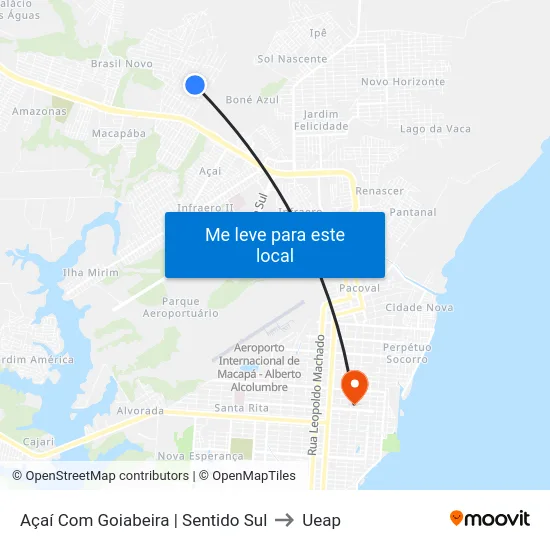 Açaí Com Goiabeira | Sentido Sul to Ueap map