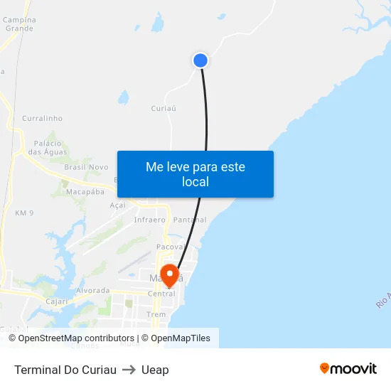 Terminal Do Curiau to Ueap map