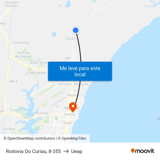 Rodovia Do Curiau, 8-355 to Ueap map