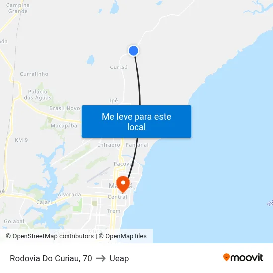 Rodovia Do Curiau, 70 to Ueap map