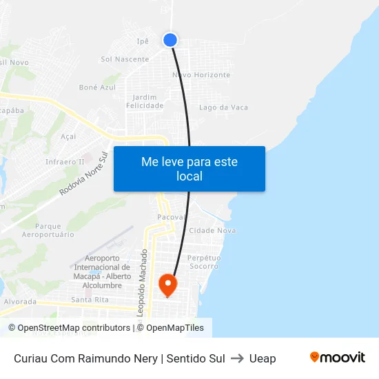 Curiau Com Raimundo Nery | Sentido Sul to Ueap map