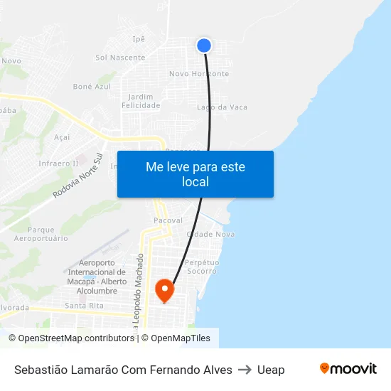 Sebastião Lamarão Com Fernando Alves to Ueap map